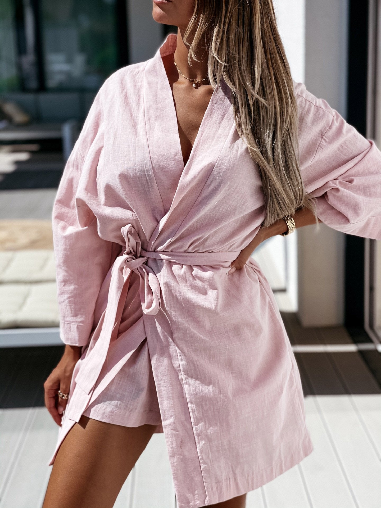Women's Dresses Loose Long Sleeve Belted Shirt Dress - LuckyFash™