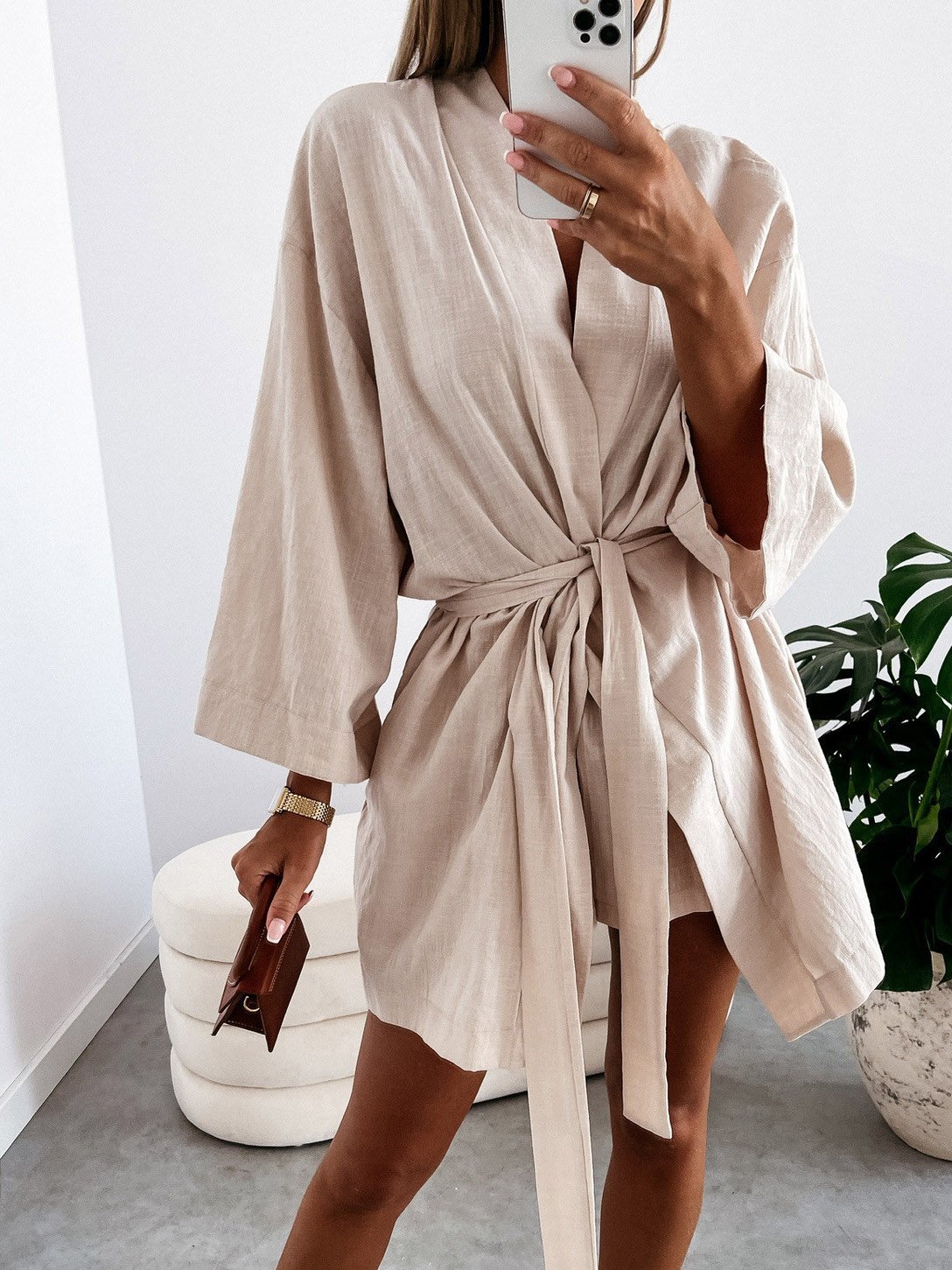 Women's Dresses Loose Long Sleeve Belted Shirt Dress - LuckyFash™