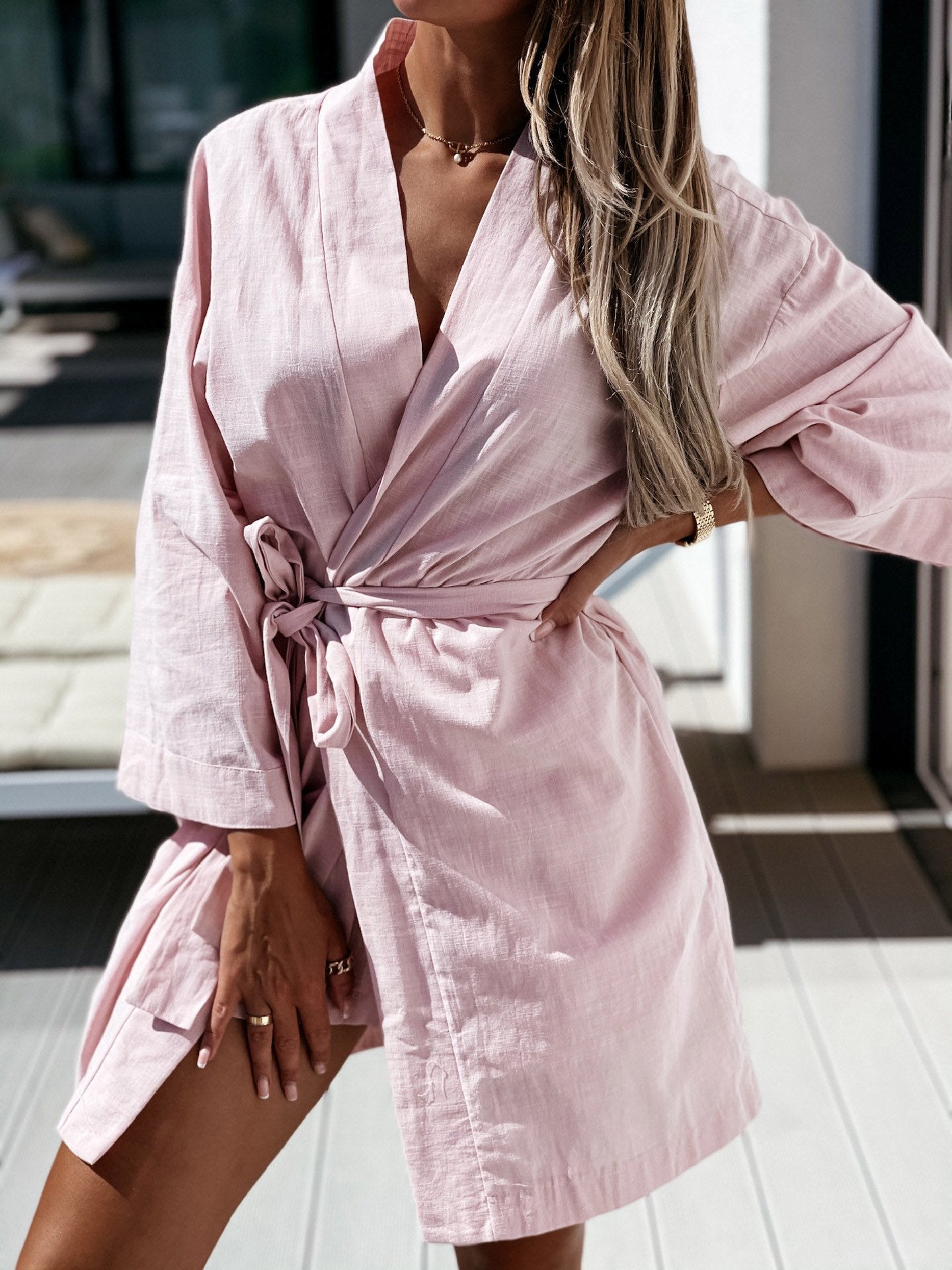 Women's Dresses Loose Long Sleeve Belted Shirt Dress - LuckyFash™
