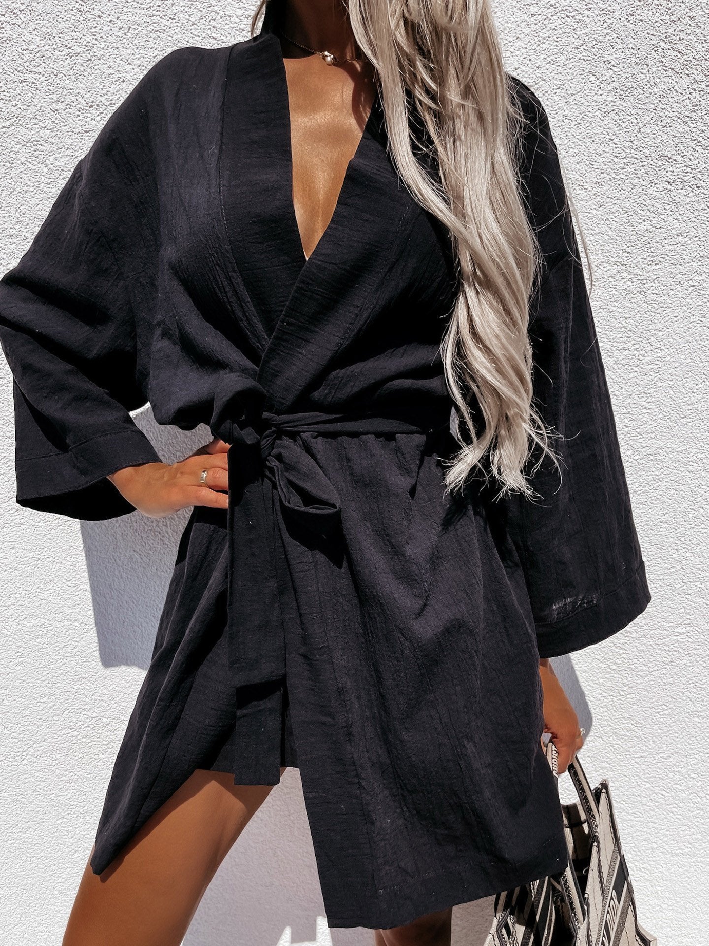 Women's Dresses Loose Long Sleeve Belted Shirt Dress - LuckyFash™
