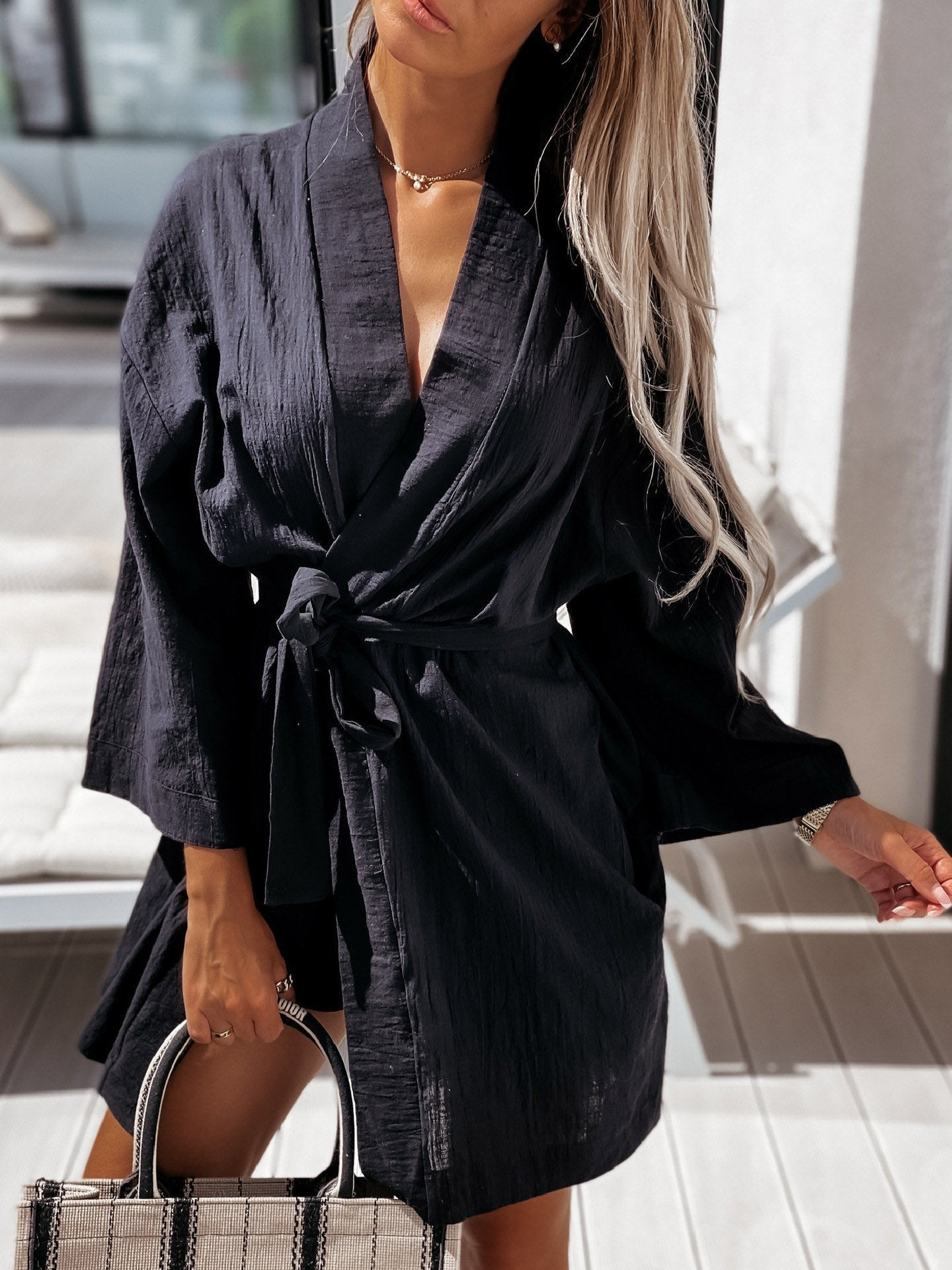Women's Dresses Loose Long Sleeve Belted Shirt Dress - LuckyFash™