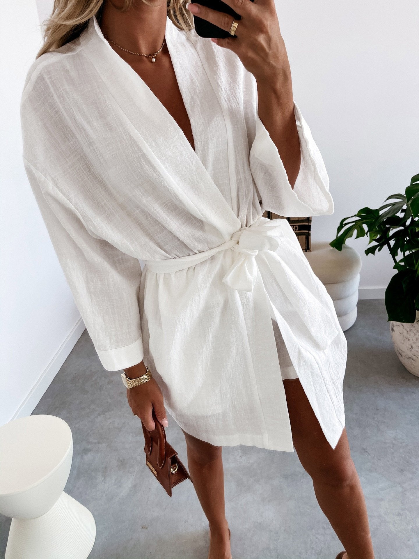 Women's Dresses Loose Long Sleeve Belted Shirt Dress - LuckyFash™