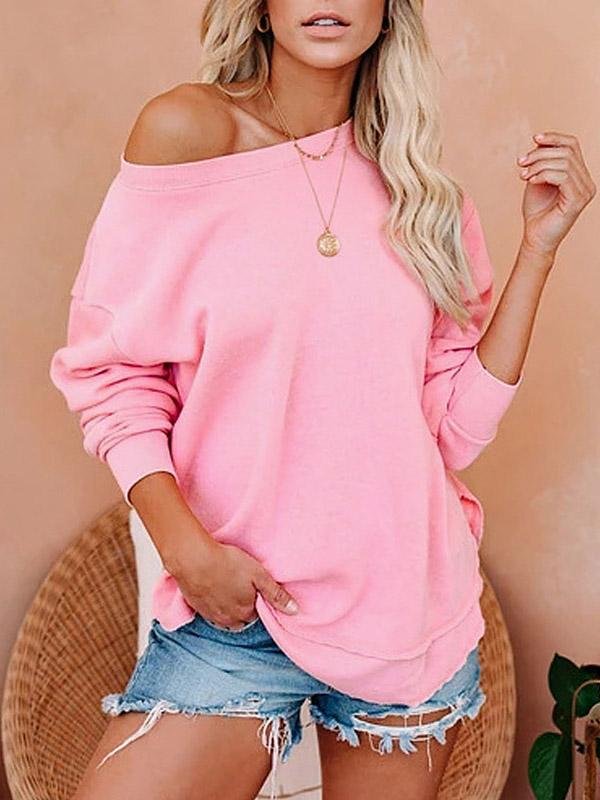 Women's T-Shirts Solid Long Sleeve Pullover T-Shirts - LuckyFash™