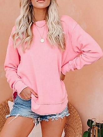 Women's T-Shirts Solid Long Sleeve Pullover T-Shirts - LuckyFash™