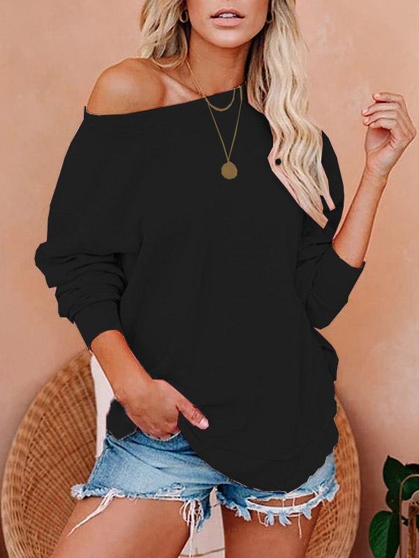 Women's T-Shirts Solid Long Sleeve Pullover T-Shirts - LuckyFash™