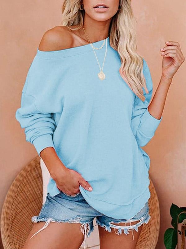 Women's T-Shirts Solid Long Sleeve Pullover T-Shirts - LuckyFash™