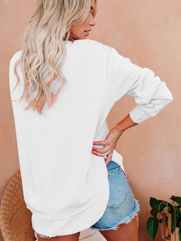 Women's T-Shirts Solid Long Sleeve Pullover T-Shirts - LuckyFash™