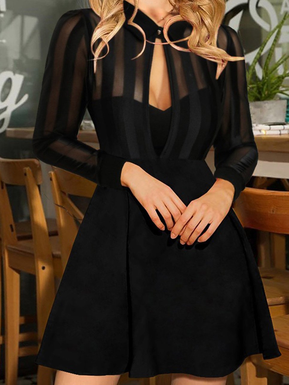 Women's Dresses Striped Panel Long Sleeve Mini Dress - LuckyFash™