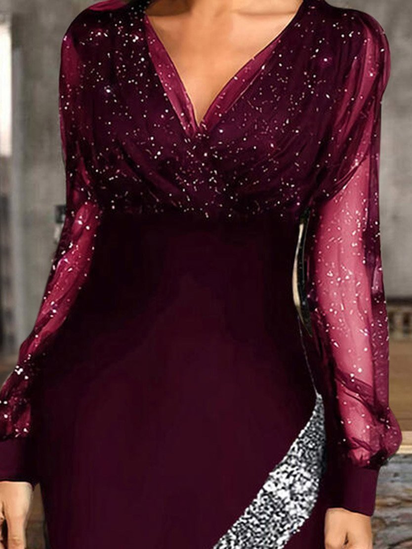 Women's Dresses Webbing V-Neck Long Sleeve Mini Dress - LuckyFash™
