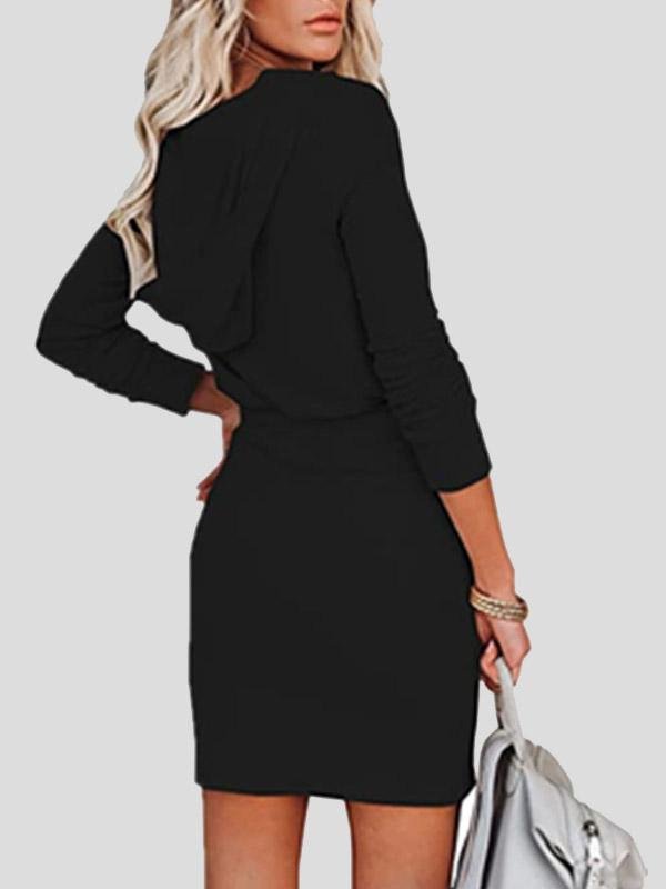 Women's Dresses Zip Long Sleeve Hooded Tunic Dress - LuckyFash™