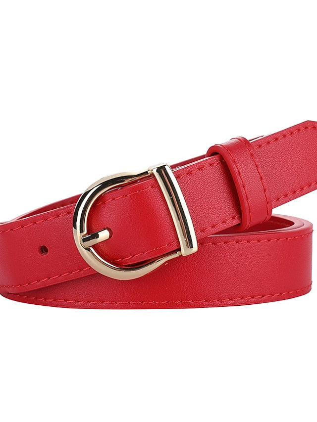 Women's Belt Genuine Leather White Black Red Brown Apricot Waist Belt Daily Dress Work Solid Color / Spring / Summer / Winter - LuckyFash™