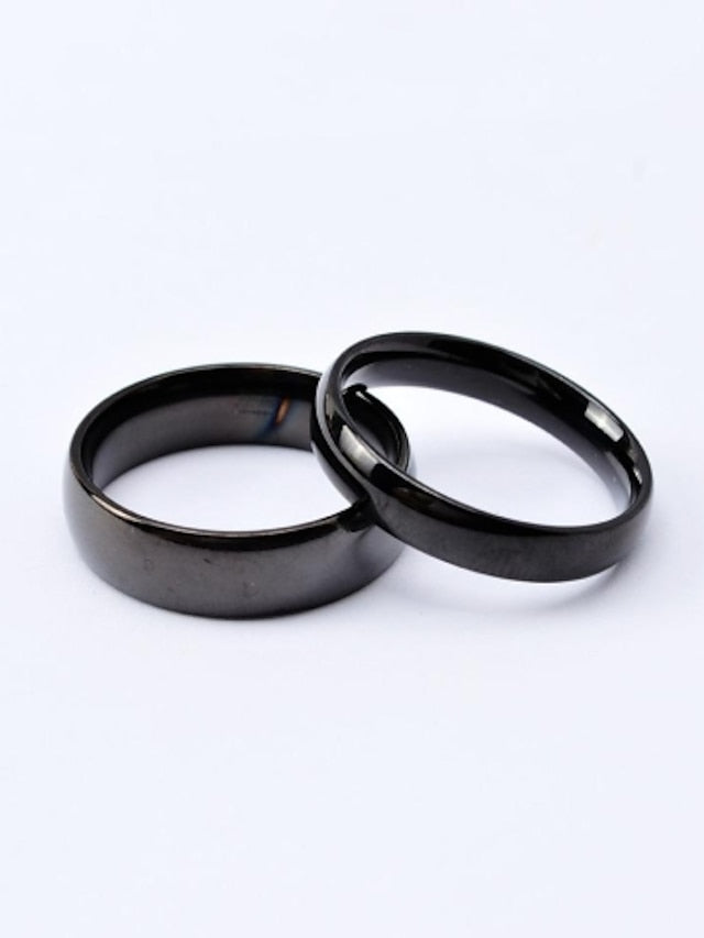 Couple Rings Band Ring For Wedding Anniversary Gift Titanium Steel Gold Plated Classic Love Friendship Gold Black for Women - LuckyFash™