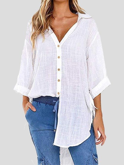 Lace-up 3/4 Flared Sleeve Dovetail Casual Shirt - LuckyFash™