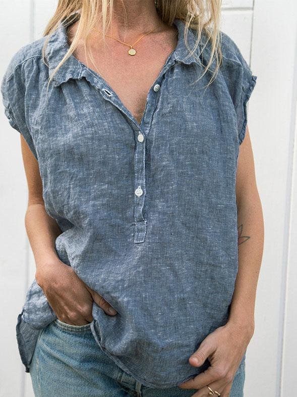 Lapel Sleeveless Loose And Simple Blouses - LuckyFash™