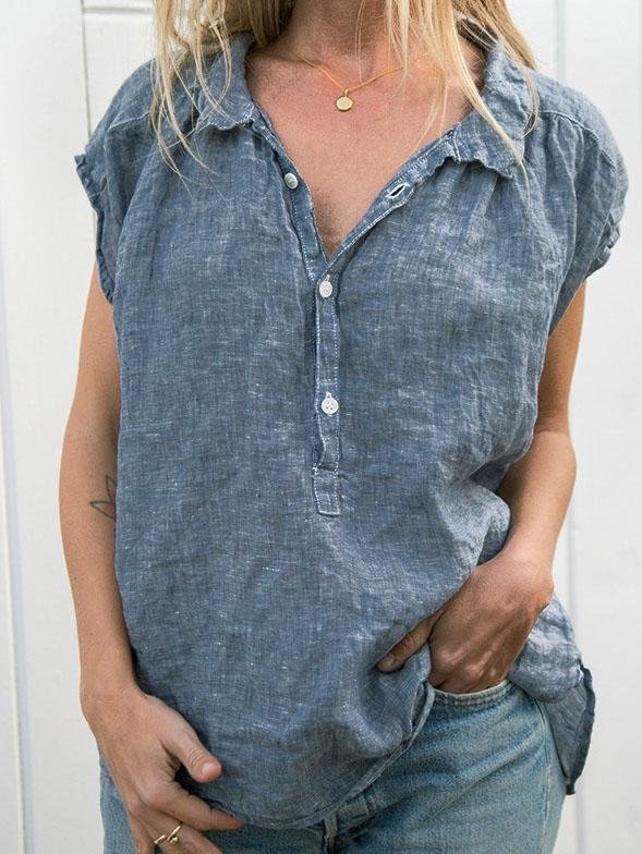 Lapel Sleeveless Loose And Simple Blouses - LuckyFash™