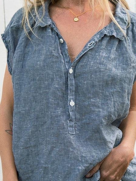 Lapel Sleeveless Loose And Simple Blouses - LuckyFash™