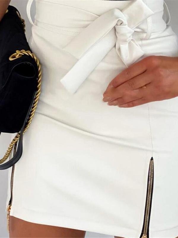 Leather Pu Strappy Zipper High Waist Bag Hip Skirt - LuckyFash™