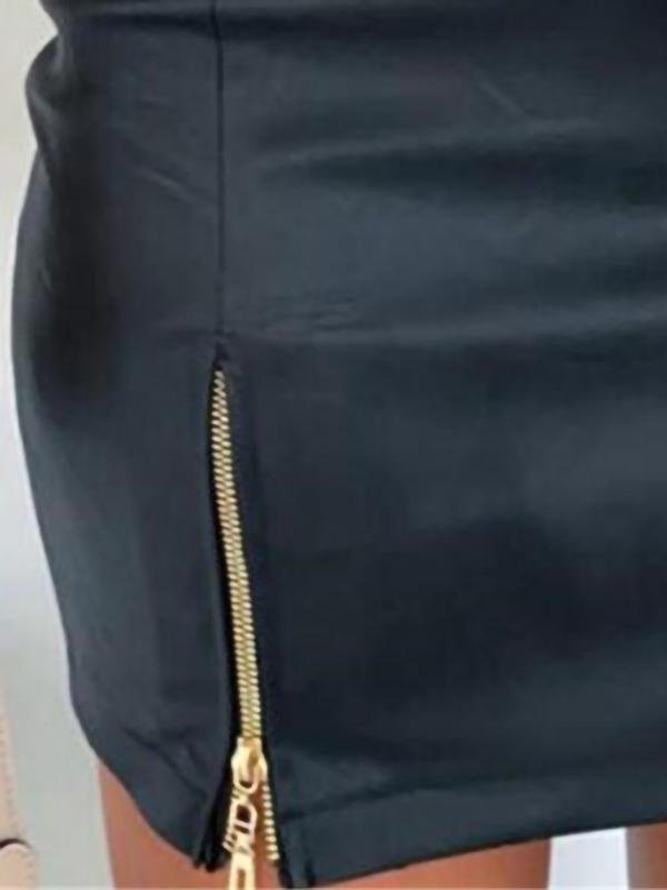 Leather Pu Strappy Zipper High Waist Bag Hip Skirt - LuckyFash™