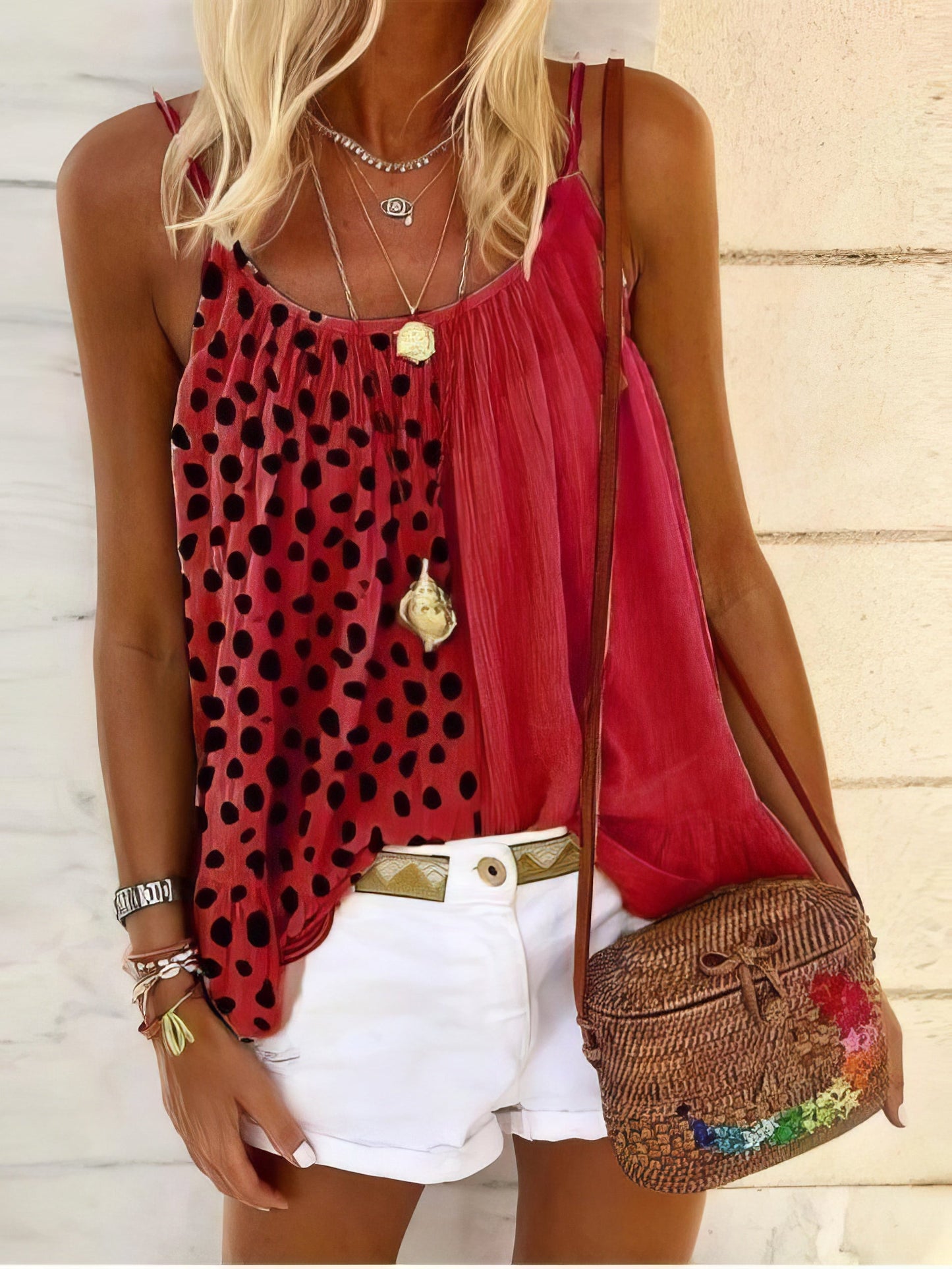 Leopard Stitching Ruffle Print Camisole Vest - LuckyFash™