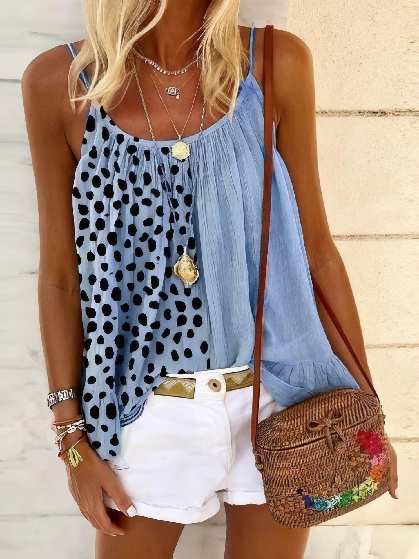 Leopard Stitching Ruffle Print Camisole Vest - LuckyFash™