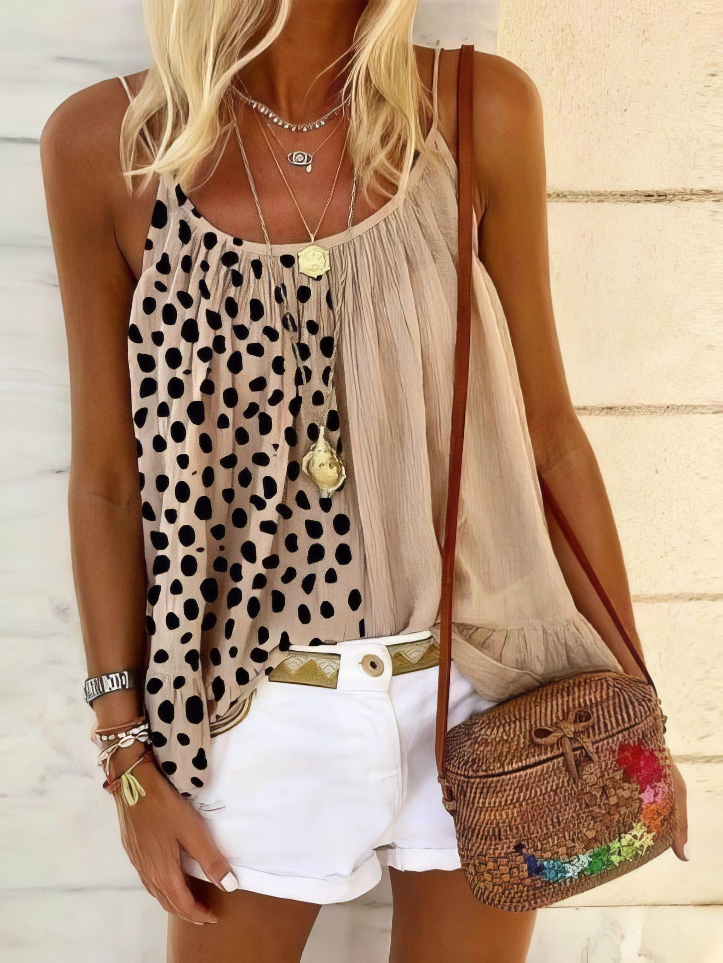 Leopard Stitching Ruffle Print Camisole Vest - LuckyFash™