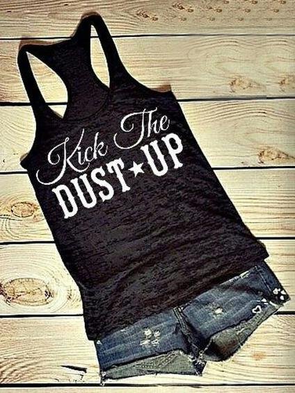 Letter Print Scoop Neck Vest - LuckyFash™