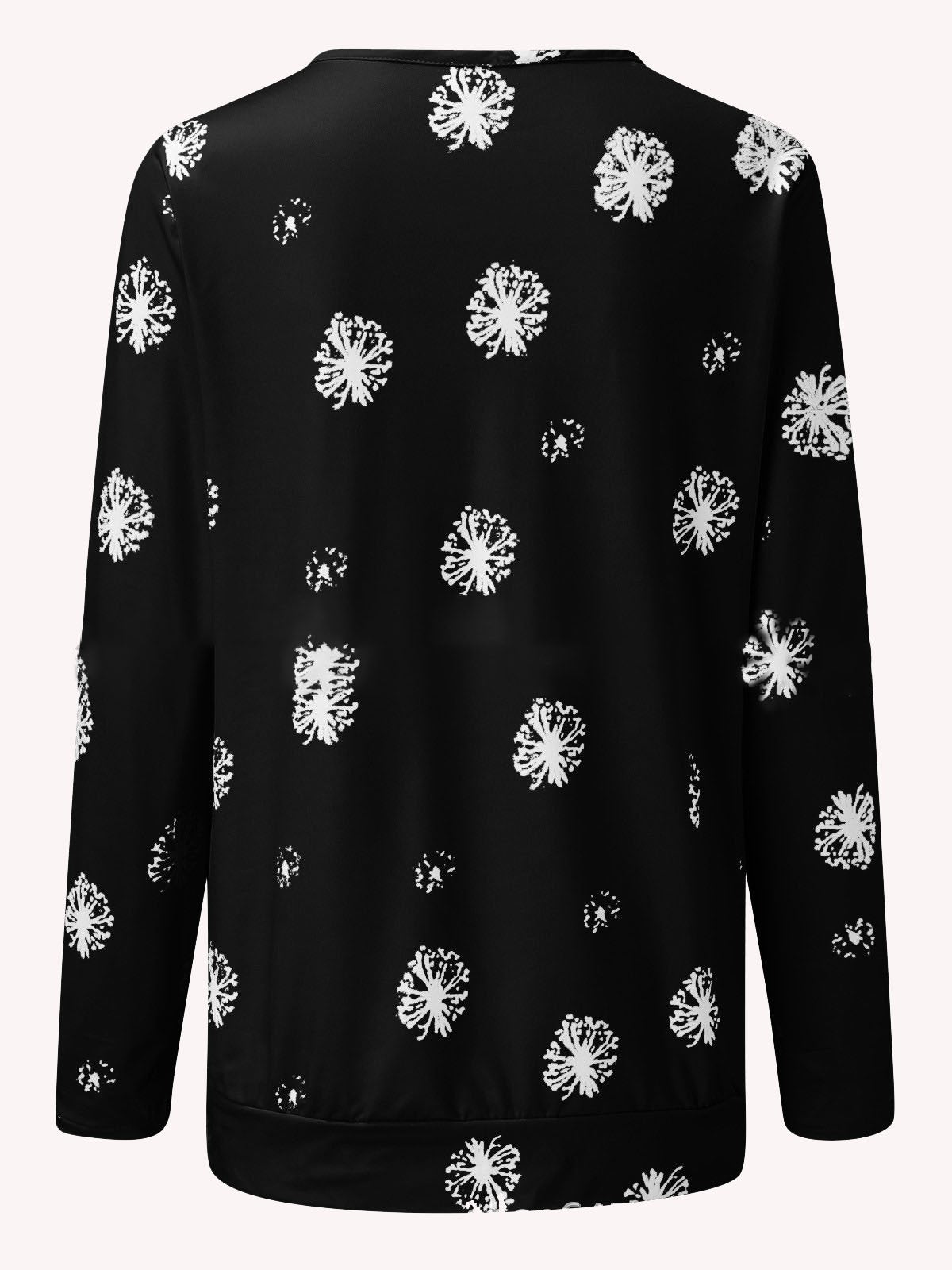 Long Sleeve Dandelion Print Zipper T-shirt - LuckyFash™