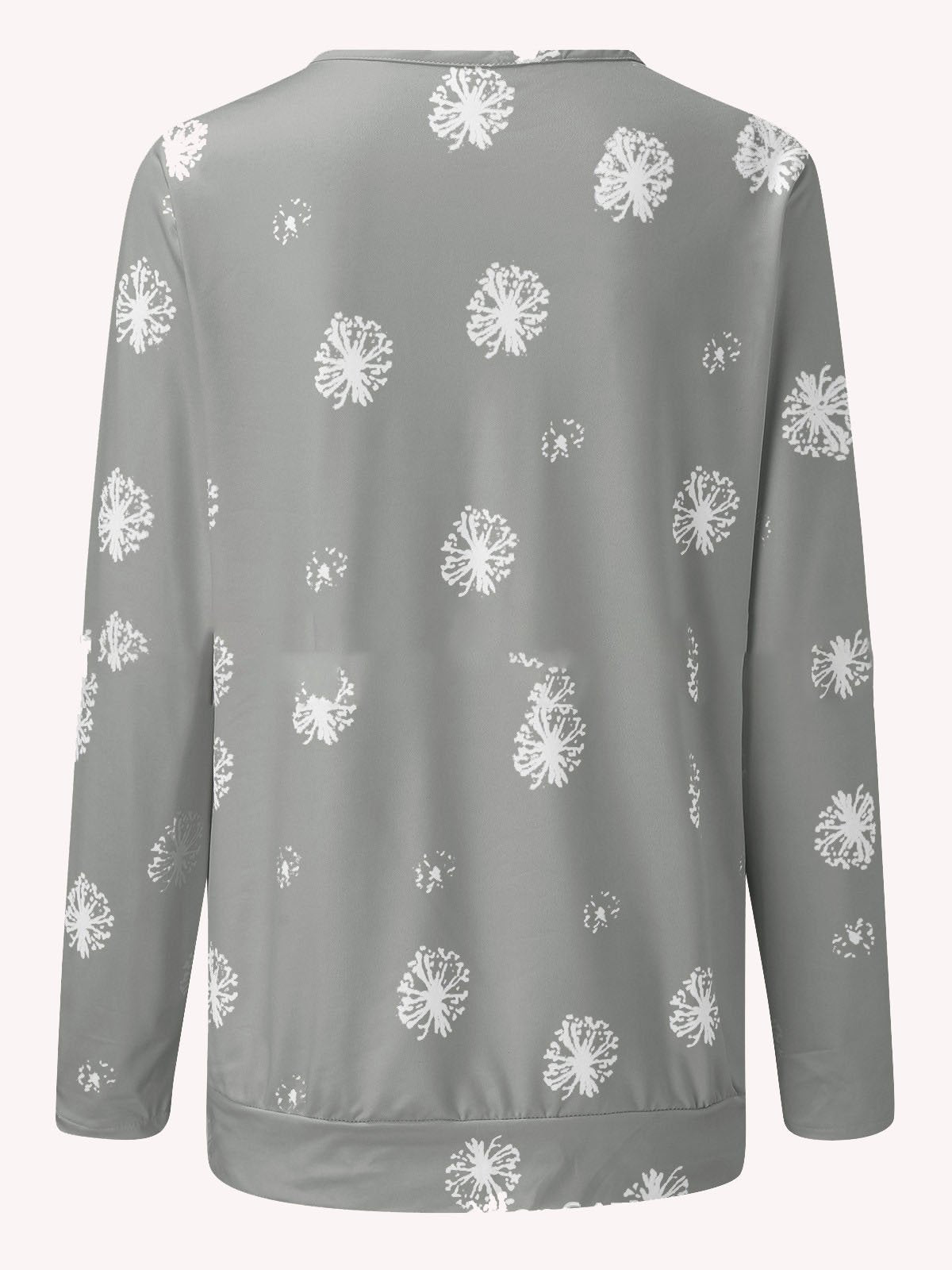Long Sleeve Dandelion Print Zipper T-shirt - LuckyFash™