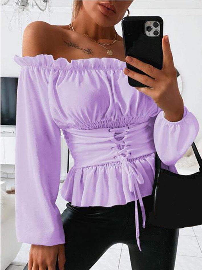 Long-sleeved Off-shoulder Ruffled Shirt - LuckyFash™
