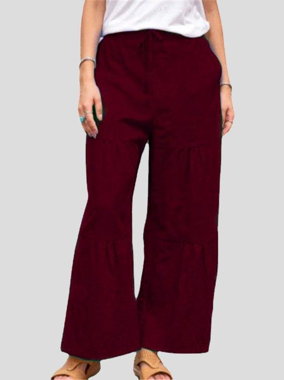 Loose Elastic Waistband Solid Stitching Trousers - LuckyFash™