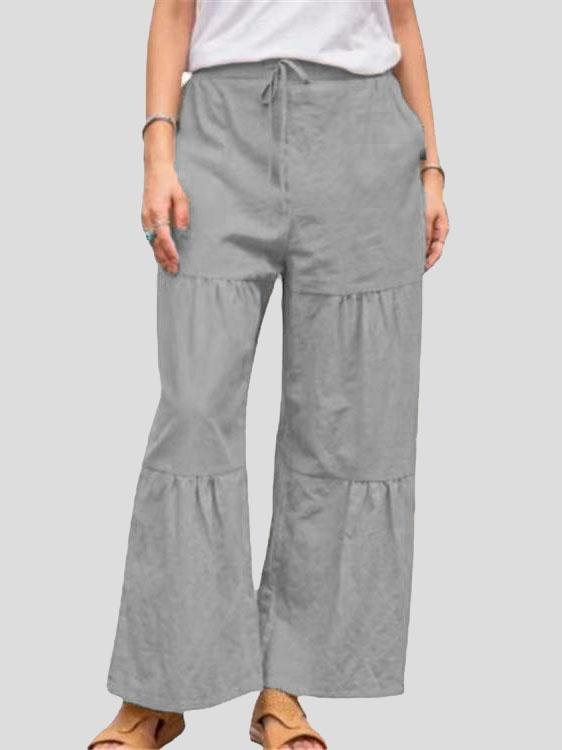 Loose Elastic Waistband Solid Stitching Trousers - LuckyFash™