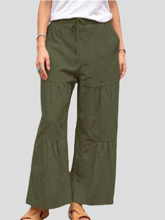 Loose Elastic Waistband Solid Stitching Trousers - LuckyFash™