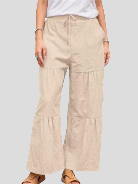 Loose Elastic Waistband Solid Stitching Trousers - LuckyFash™