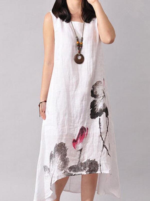 Loose Ink Painting Print Irregular Dress - LuckyFash™