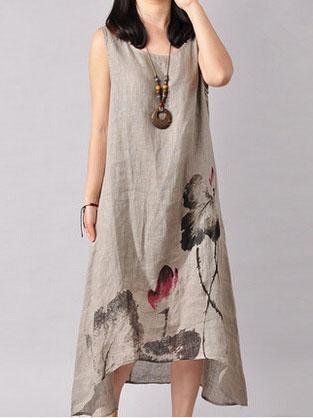 Loose Ink Painting Print Irregular Dress - LuckyFash™