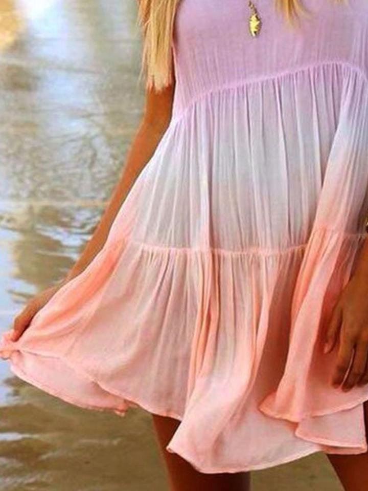 Loose Pink Sleeveless Round Neck Dress - LuckyFash™
