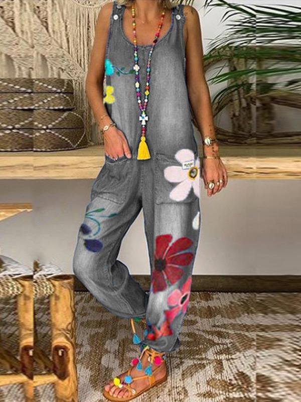 Loose Printed Sleeveless Boho Jumpsuit - LuckyFash™