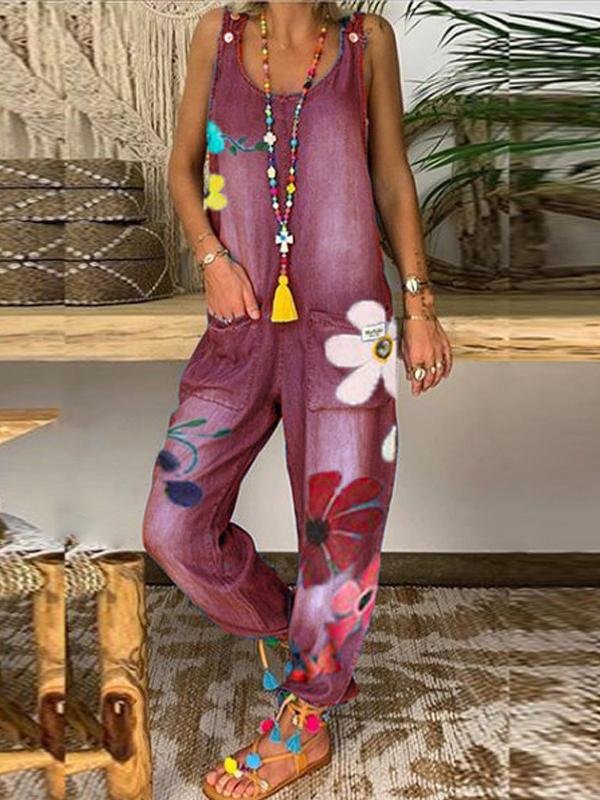 Loose Printed Sleeveless Boho Jumpsuit - LuckyFash™