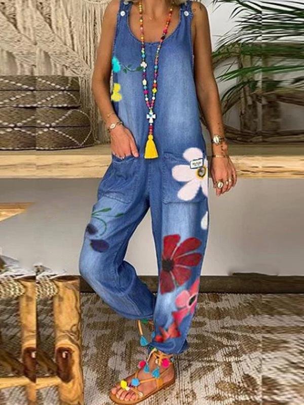 Loose Printed Sleeveless Boho Jumpsuit - LuckyFash™