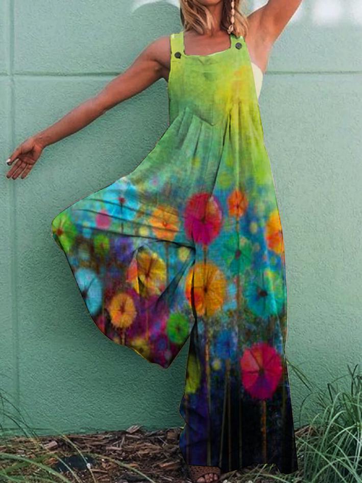 Loose Printed Sleeveless Wide-Leg Jumpsuit - LuckyFash™