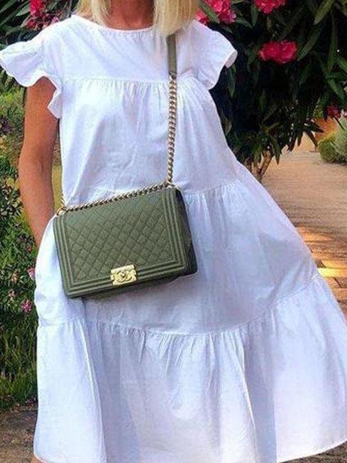 Loose Round Neck Short Sleeve Mini Dress - LuckyFash™