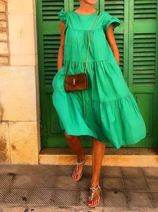 Loose Round Neck Short Sleeve Mini Dress - LuckyFash™