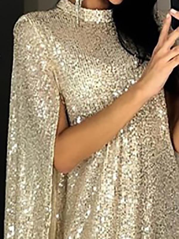 Loose Stand-up Collar Sequin Party Evening Dress - LuckyFash™