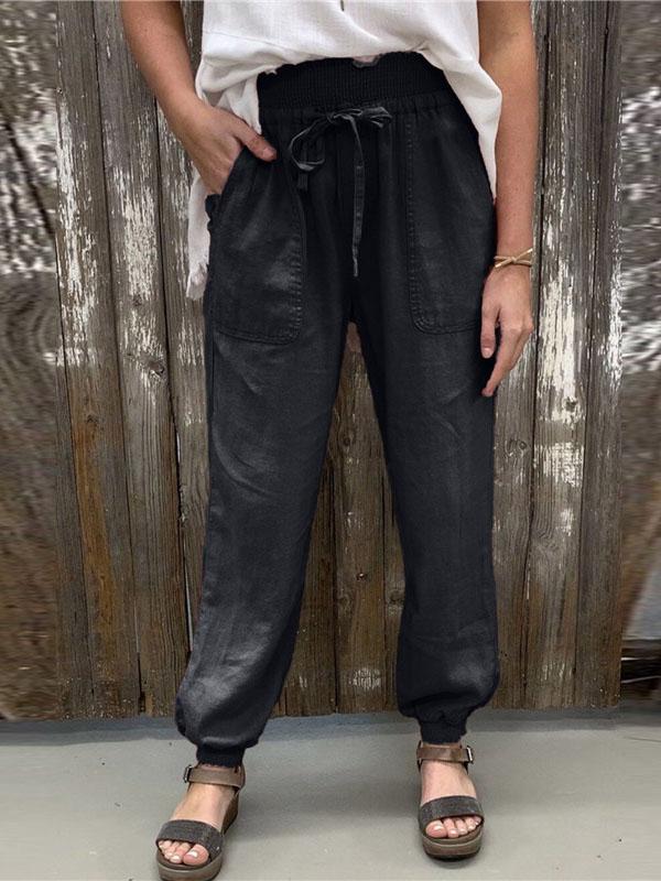 Loose Trousers With Elasticated Pockets And Ankles - LuckyFash™