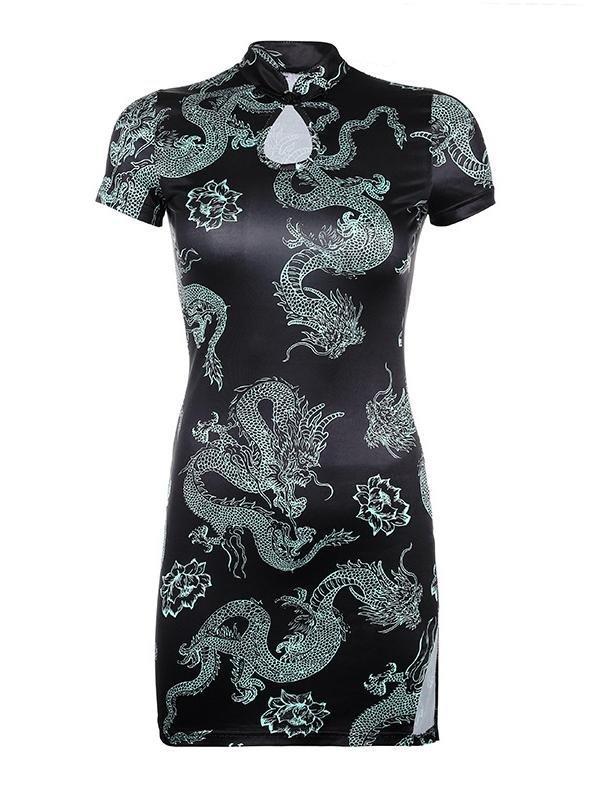 National Retro Split Cheongsam Dress - LuckyFash™