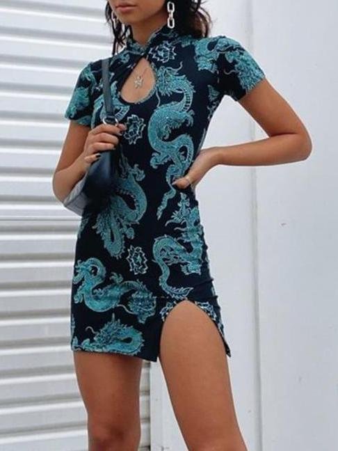 National Retro Split Cheongsam Dress - LuckyFash™