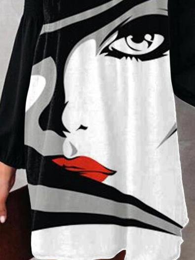 Off-shoulder Abstract Print Long Sleeve Dress - LuckyFash™
