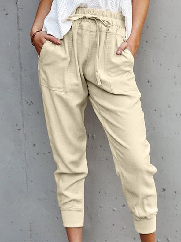 Plain Solid Lace-up Casual Pants - LuckyFash™