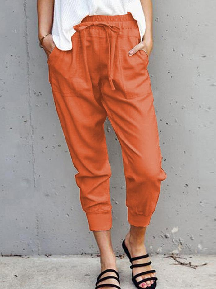 Plain Solid Lace-up Casual Pants - LuckyFash™
