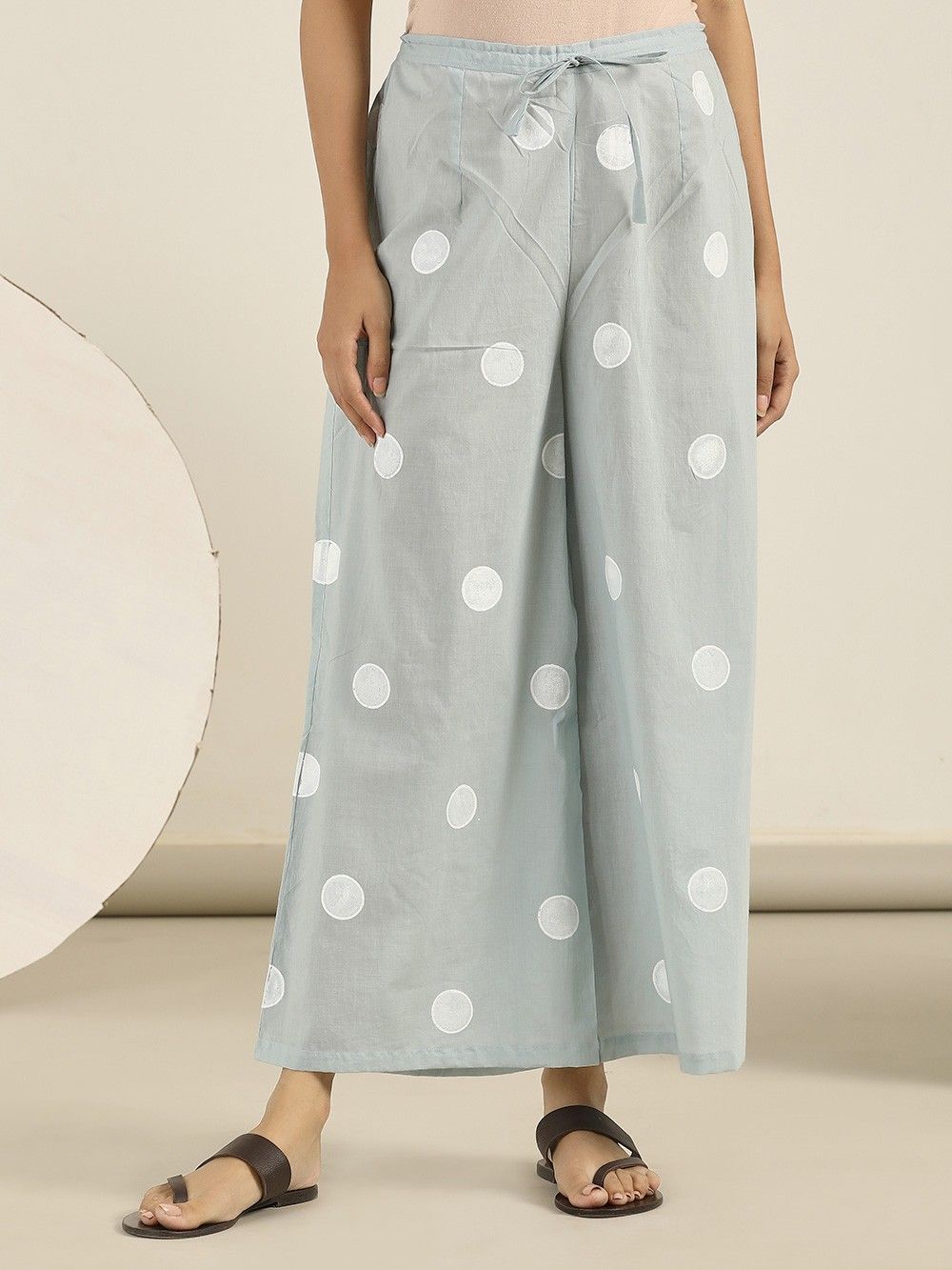 Polka Dot Casual Wide-Leg Belted Loose Trousers - LuckyFash™